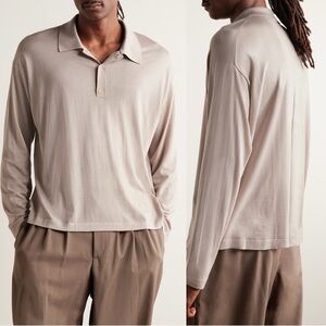 The Row Dion Wool Polo Shirt XL Taupe $1490